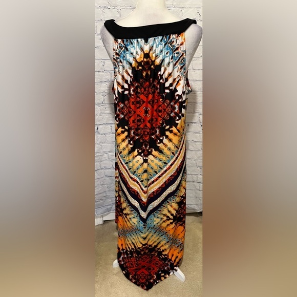 NY Collection Woman Dress Multicolor Beaded Jewele Neckline Tie Dye Print 3X - Picture 4 of 7
